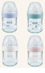 Nuk Butelka szklana 120 ml Nature Sense smoczek silikonowy S 0-6 m MIX kolorów